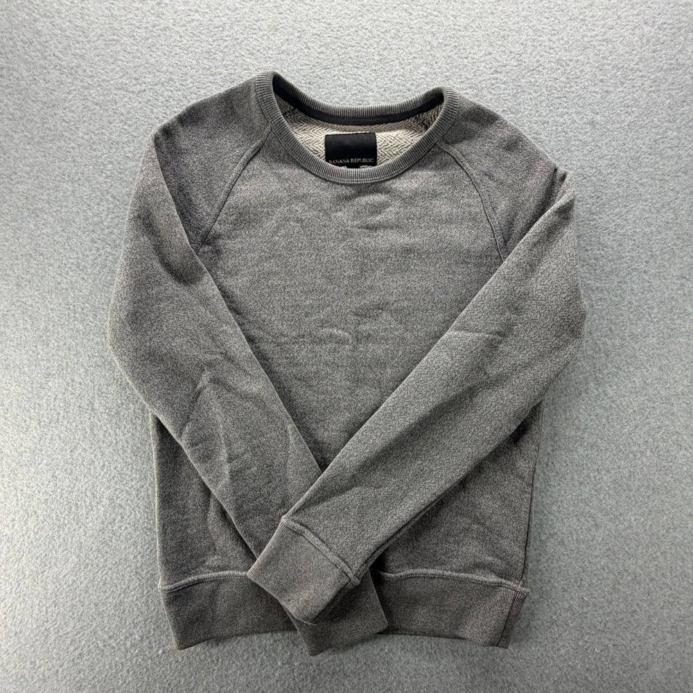 Banana Republic Mens Small Gray Raglan Crewneck French Terry Sweatshirt 0586